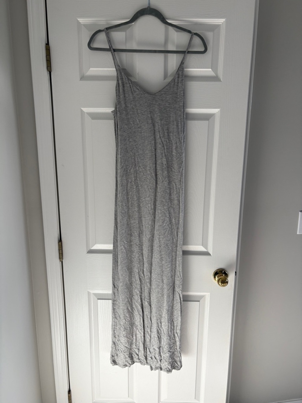 Classic Grey Maxi Slip Dress - Lightweight Spaghetti Strap